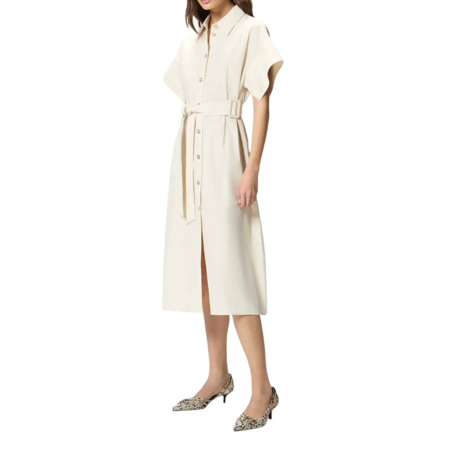 Abito donna chemisier midi con cintura
