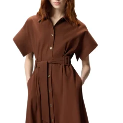 Abito donna chemisier midi con cintura