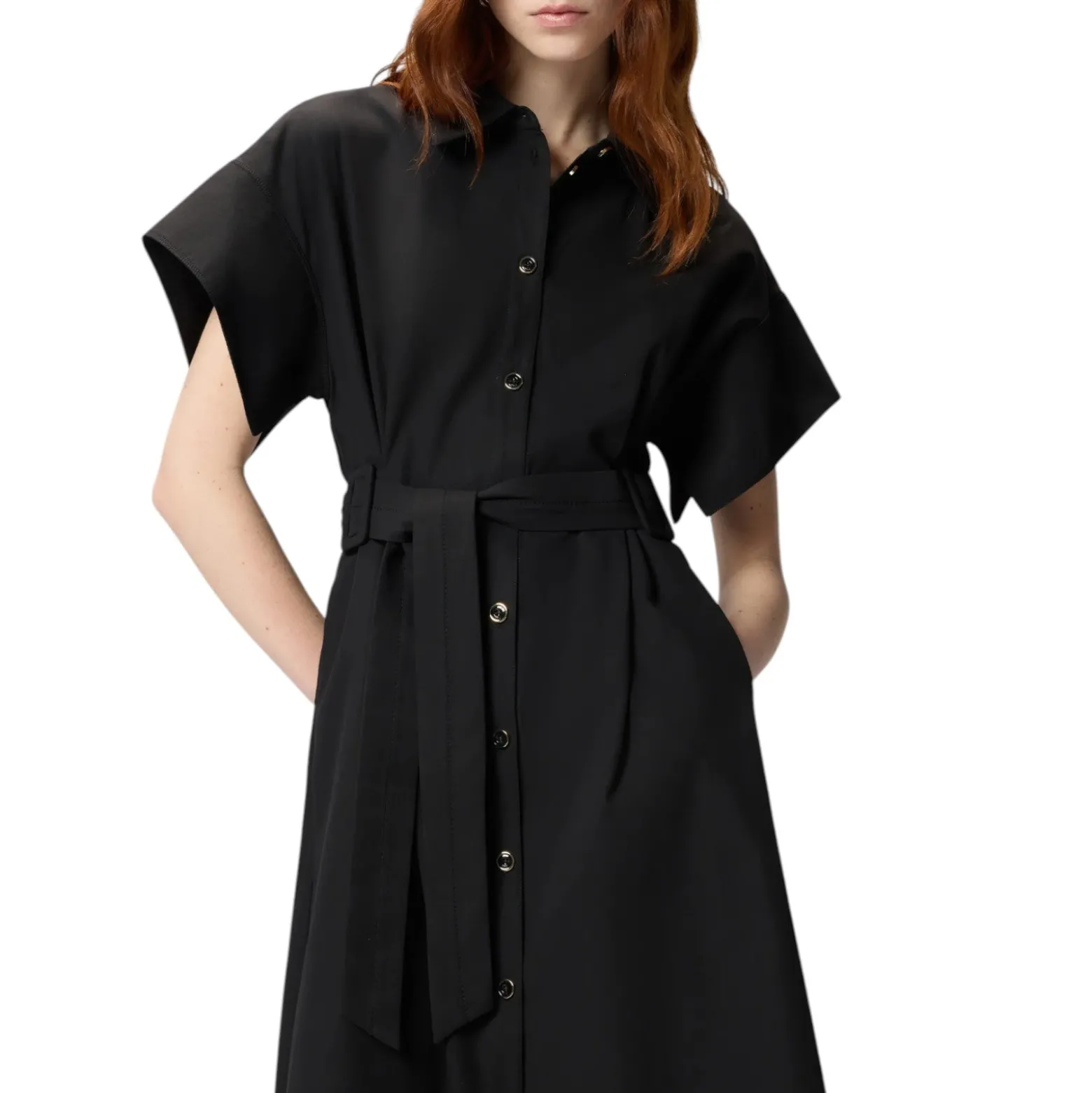 Abito donna chemisier midi con cintura