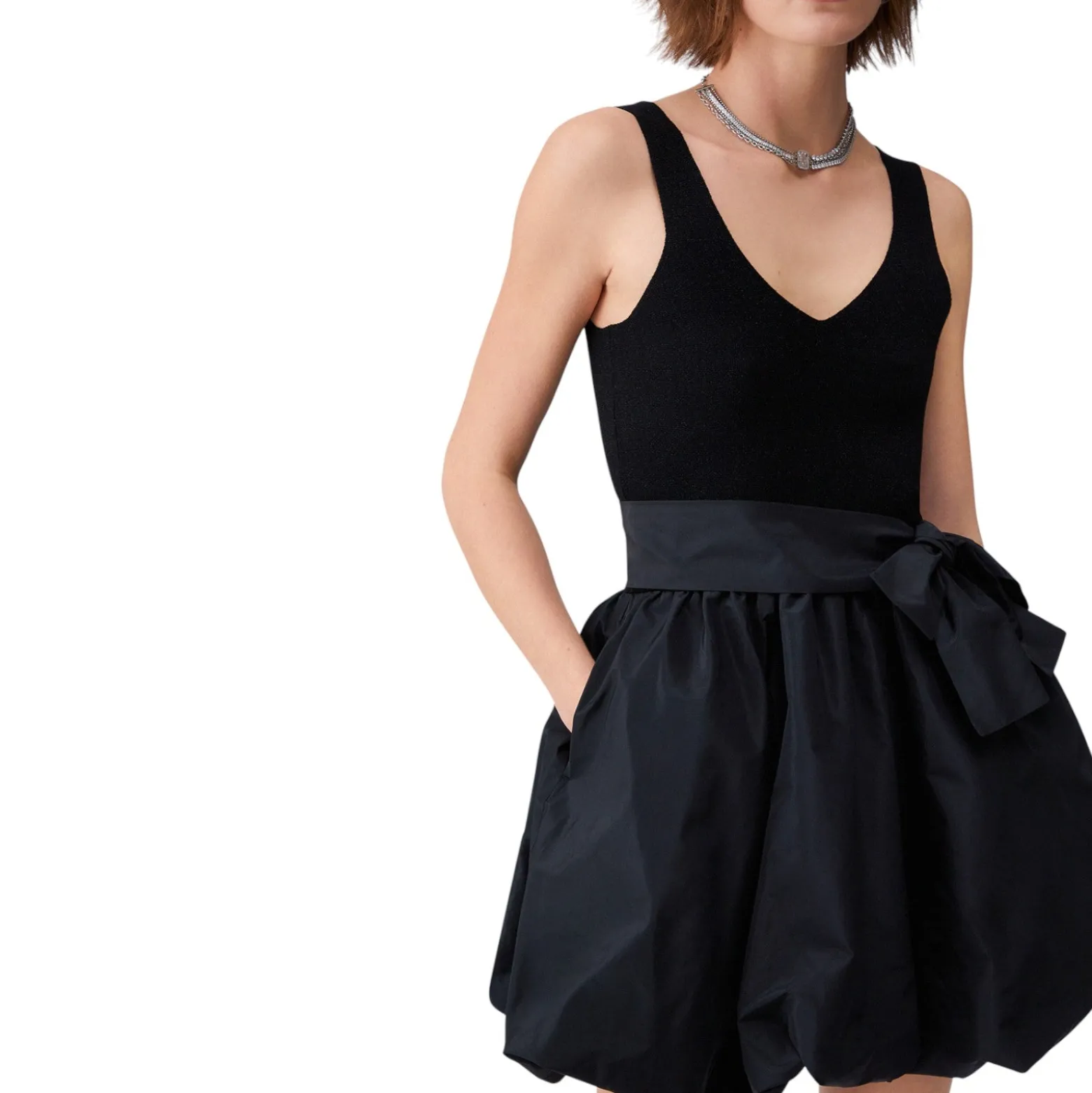 Abito donna corto in taffetà