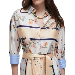 Abito donna corto in twill stampato