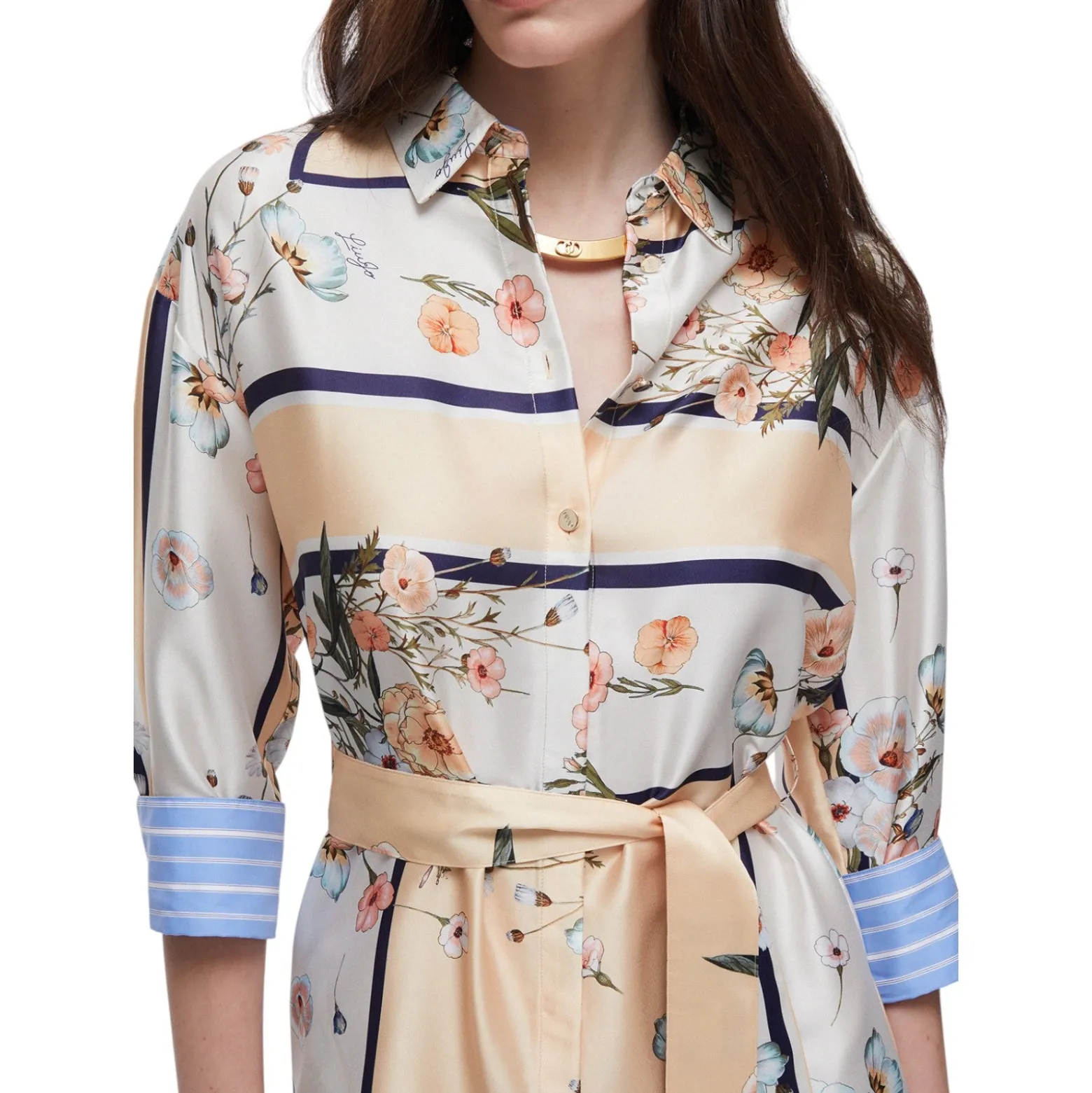 Abito donna corto in twill stampato