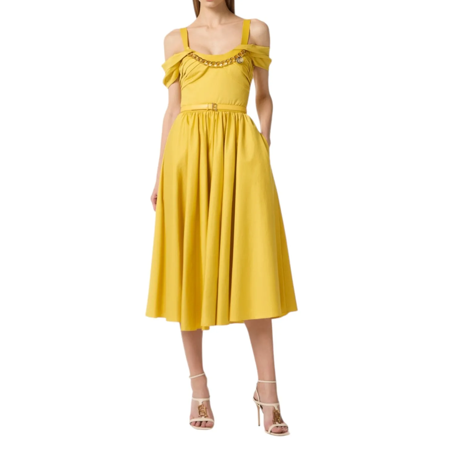 Abito donna in cotone stretch con catena gioiello