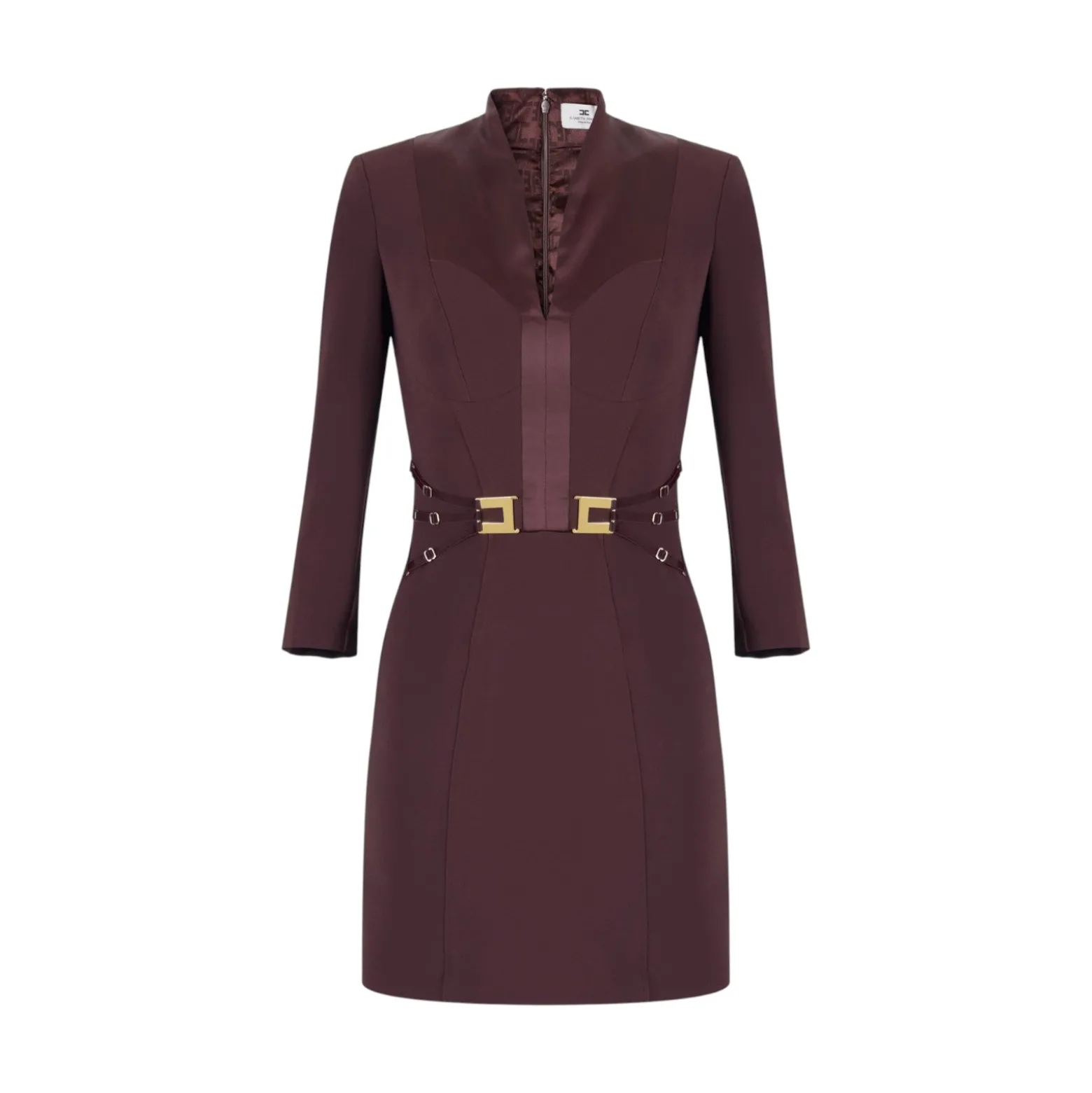 Abito donna in doppio crêpe stretch con elastici