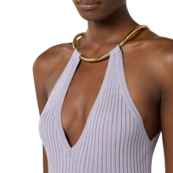 Abito donna in maglia à jour con dettaglio gioiello