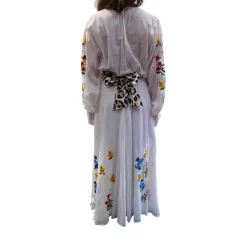 Abito donna lungo con ricami floreali