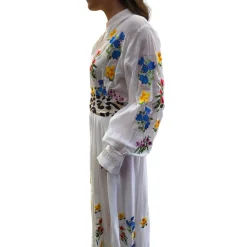 Abito donna lungo con ricami floreali