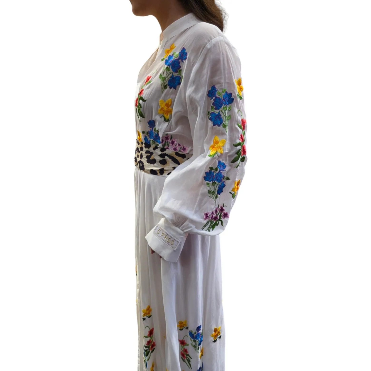 Abito donna lungo con ricami floreali
