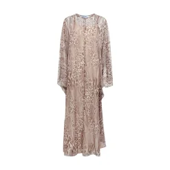 Abito donna lungo in chiffon animalier