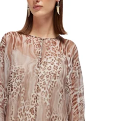 Abito donna lungo in chiffon animalier