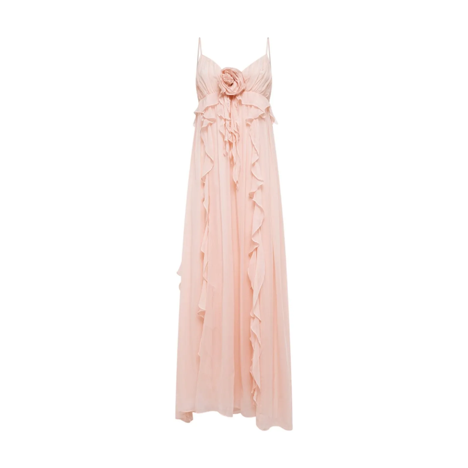 Abito donna lungo in georgette con ruches