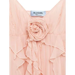 Abito donna lungo in georgette con ruches