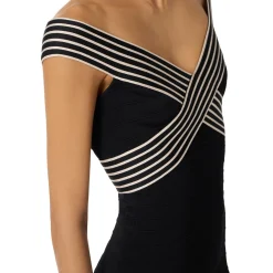 Abito donna lungo in maglia con bande a righe