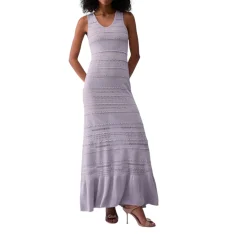 Abito donna lungo in maglia traforata