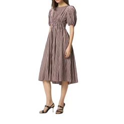 Abito donna midi a righe con schiena scoperta