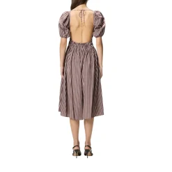 Abito donna midi a righe con schiena scoperta