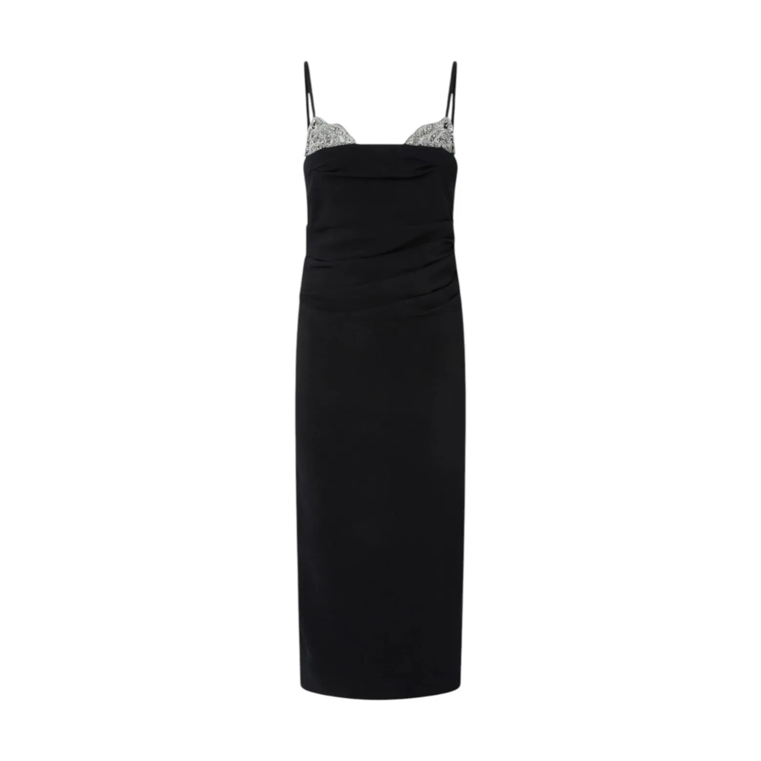 Abito donna midi aderente con ricamo gioiello