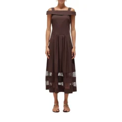 Abito donna midi in cotone e pizzo