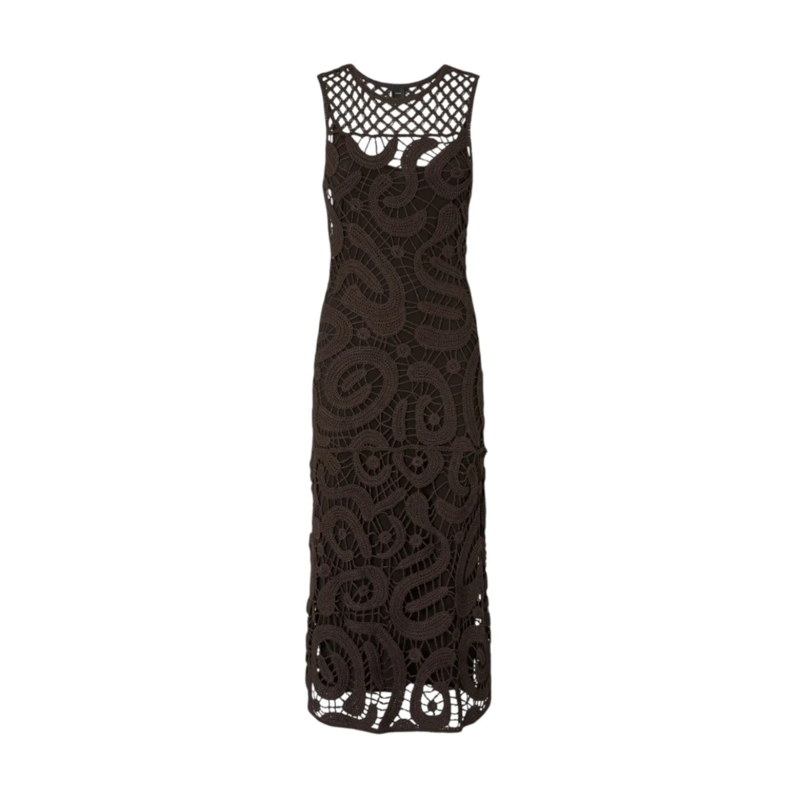 Abito donna midi senza maniche in crochet geometrico