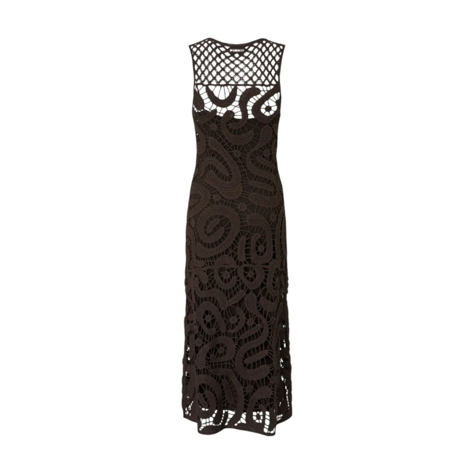 Abito donna midi senza maniche in crochet geometrico