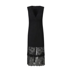 Abito donna midi senza maniche in pizzo