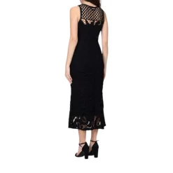 Abito donna midi senza maniche in crochet geometrico