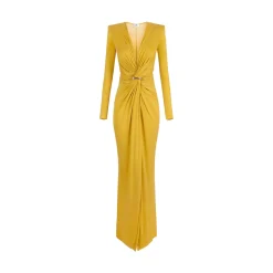 Abito donna Red Carpet in jersey cupro con logo gioiello