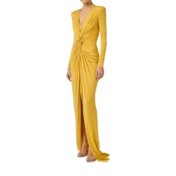 Abito donna Red Carpet in jersey cupro con logo gioiello