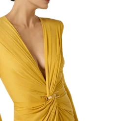 Abito donna Red Carpet in jersey cupro con logo gioiello