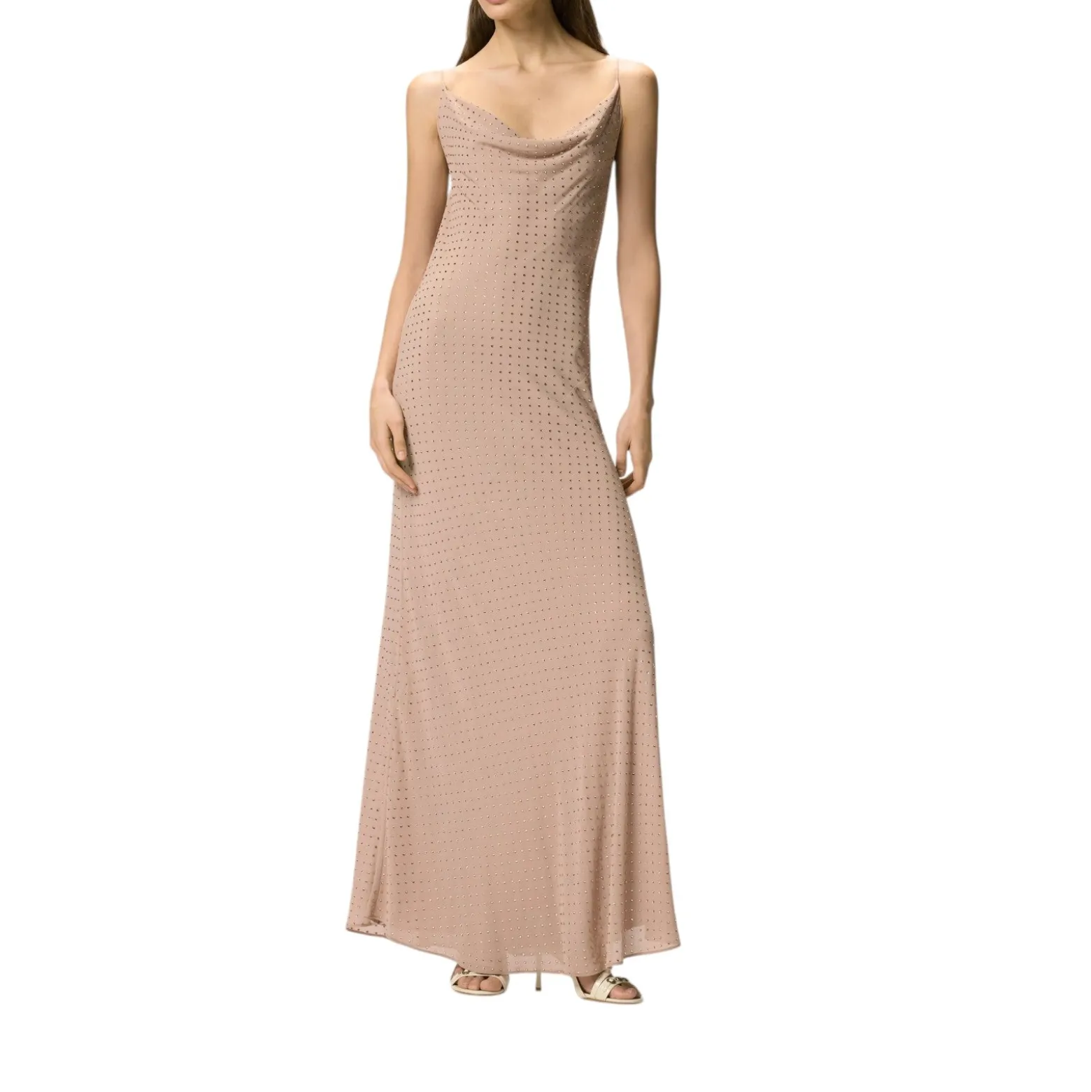 Abito donna slipdress lungo con strass
