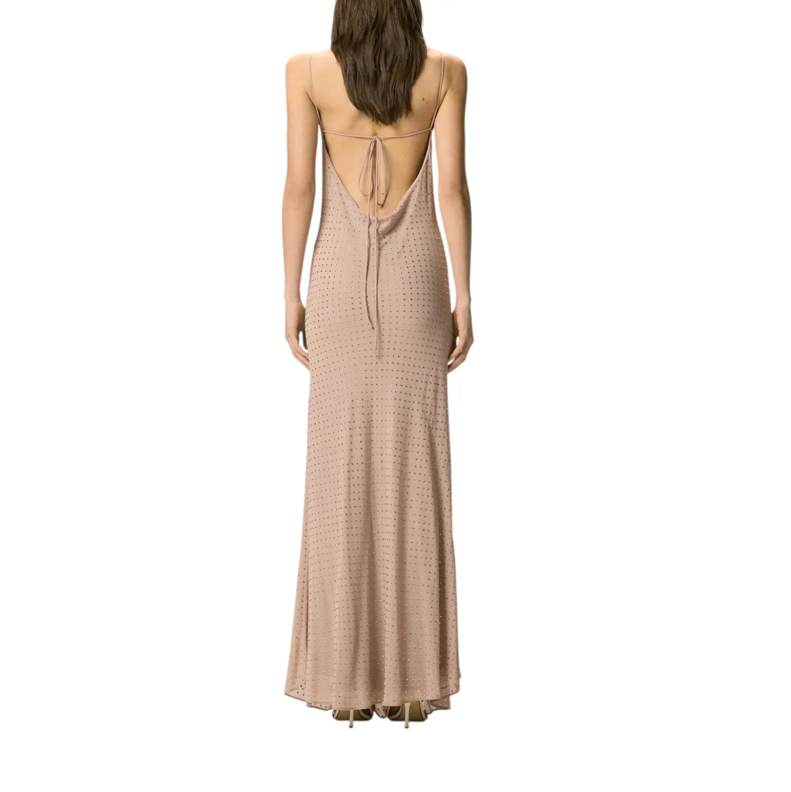 Abito donna slipdress lungo con strass