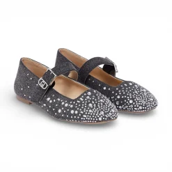 Ballerine donna in denim con strass