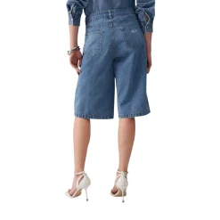 Bermuda donna in denim con ricami