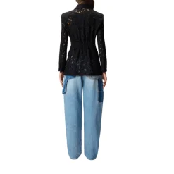 Blazer donna in pizzo con bottoni gioiello