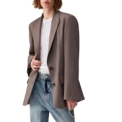 Blazer donna oversize in tessuto mélange