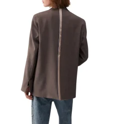 Blazer donna oversize in tessuto mélange