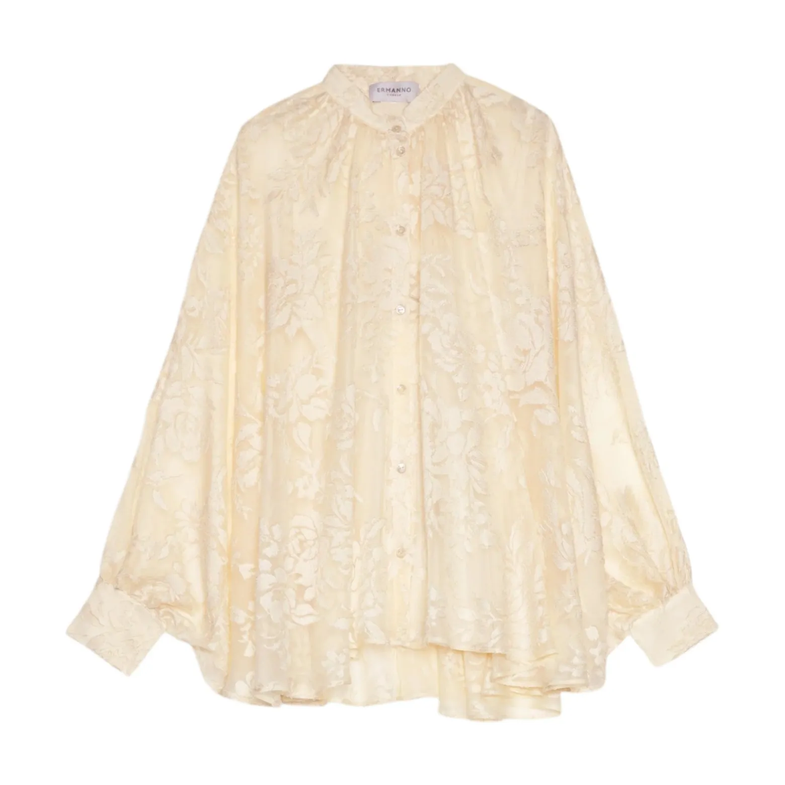 Blusa donna ampia in raso devorè floreale