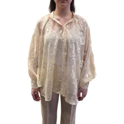 Blusa donna ampia in raso devorè floreale