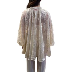 Blusa donna ampia in raso devorè floreale