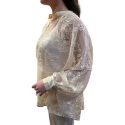 Blusa donna ampia in raso devorè floreale