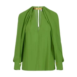 Blusa donna in georgette di viscosa con dettaglio gioiello