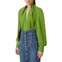 Blusa donna in georgette di viscosa con dettaglio gioiello