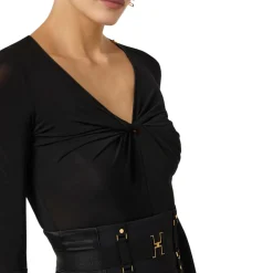 Body donna in jersey crêpe con drappeggio