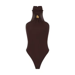 Body donna in jersey crêpe con dettaglio gioiello
