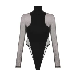 Body donna in jersey crêpe e tulle