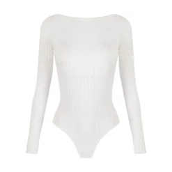 Body donna in maglia con trasparenze