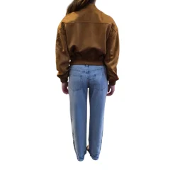 Bomber donna in pelle con traforature