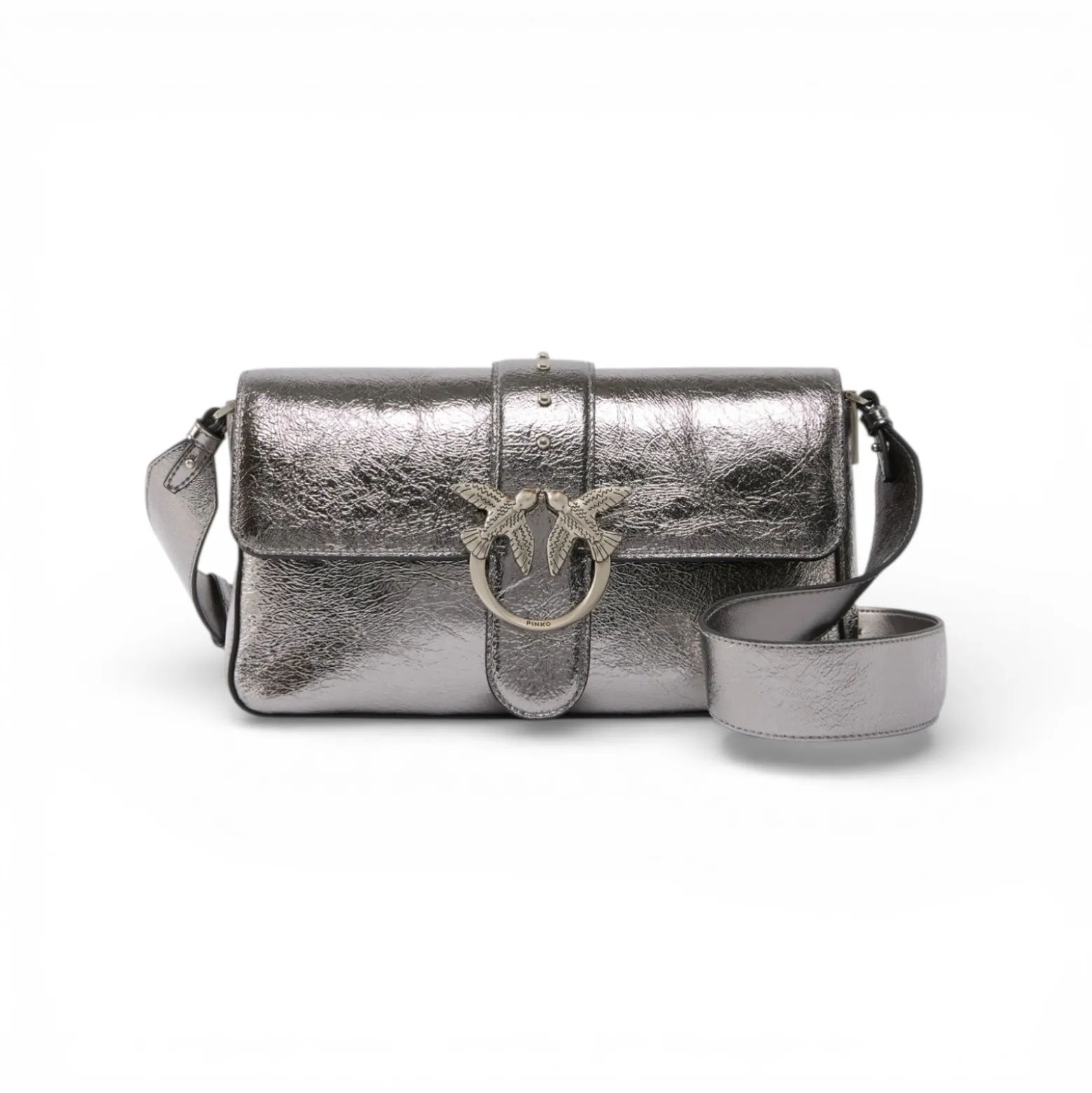 Borsa a spalla media Love Bag One Slouchy in pelle laminata