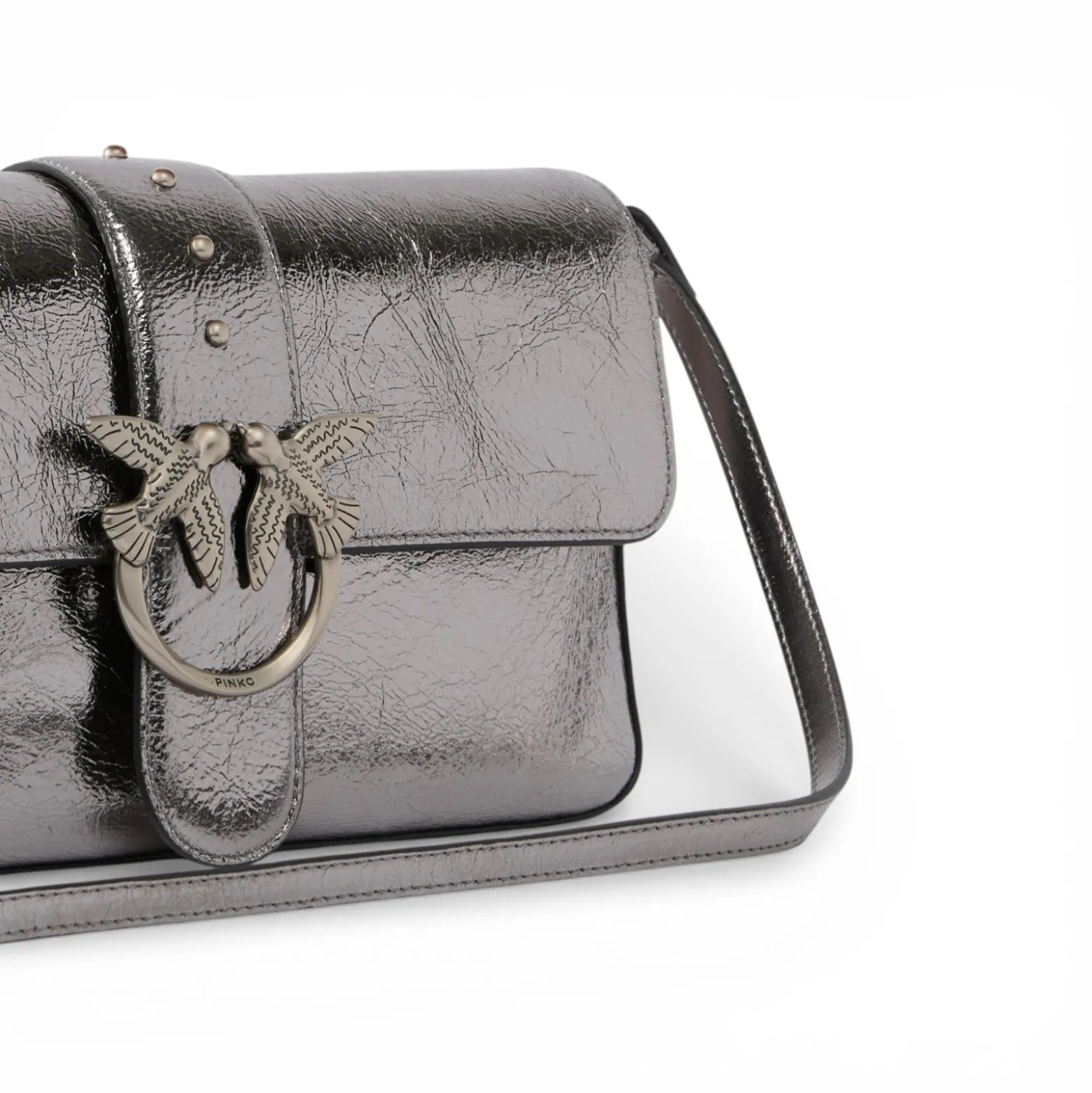 Borsa a spalla media Love Bag One Slouchy in pelle laminata