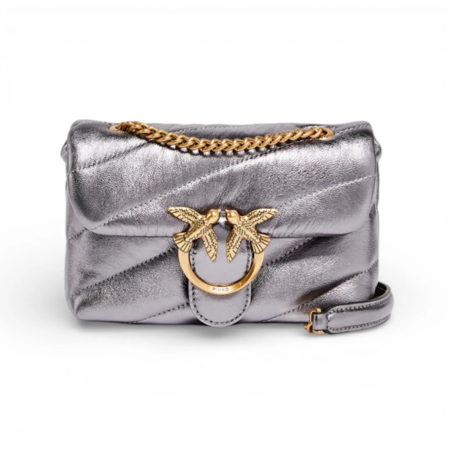 Borsa a tracolla Baby Love Bag Puff in nappa laminata